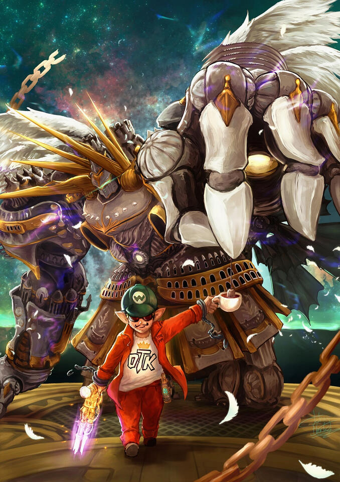 T.E.A. 1st place winning work for the Final Fantasy XIV streamer featuring the character, weapon reward and a titular ultimate final boss with a touch of humour and wordplay